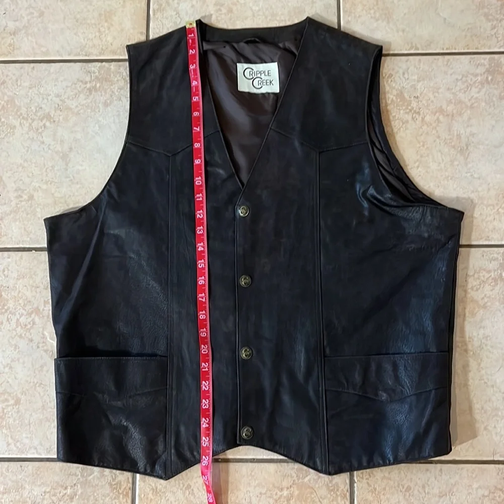 Men’s Antique Suede Leather Vest‎ Snap Buttons Espresso Brown, Sz Large